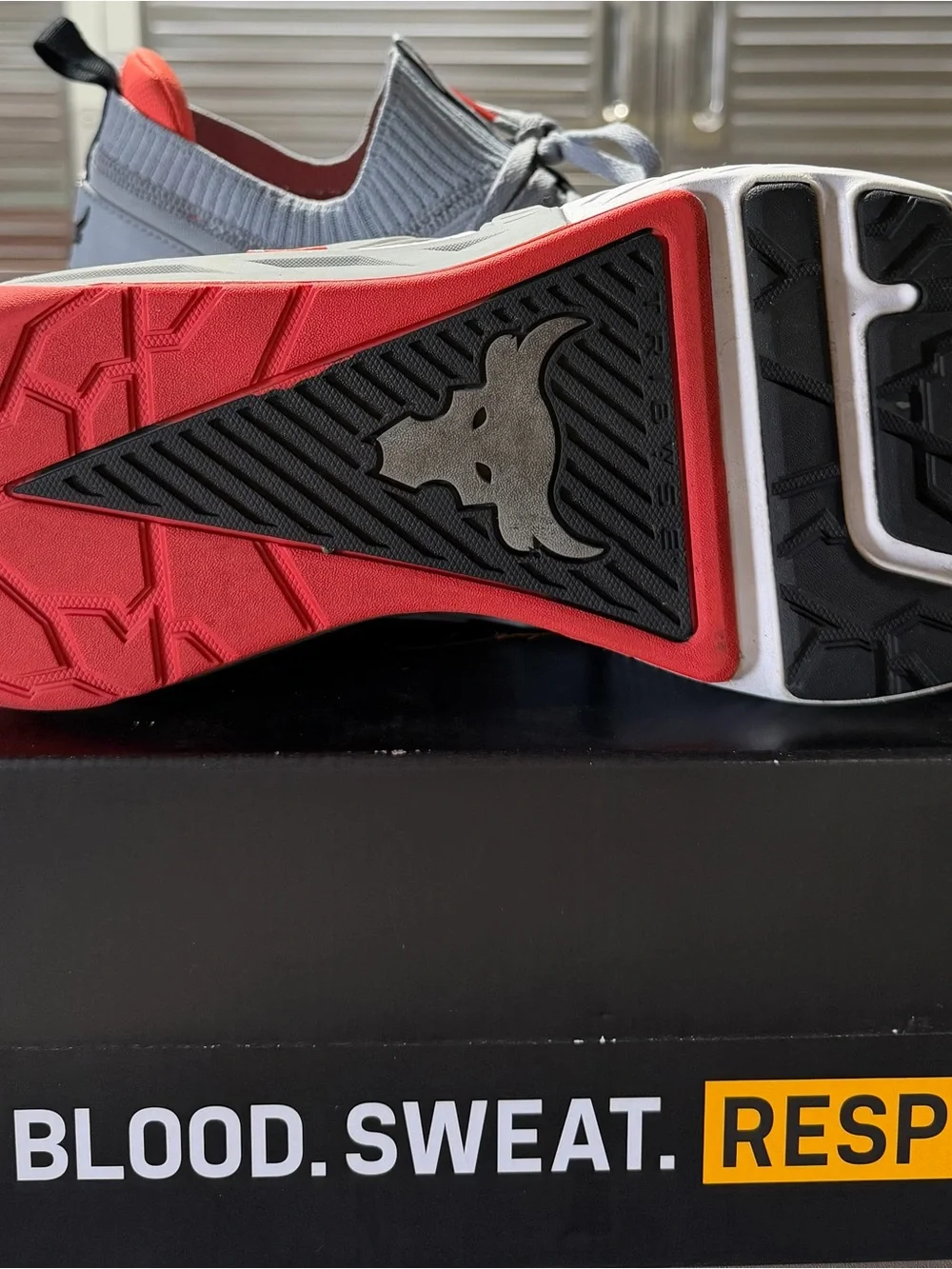 Under Armour Men’s Gray and Red Performance Knit Sneakers